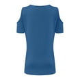 thumbnail image 4 of Womens Summer Shirts Short Sleeve V Neck Criss Cross Cold Shoulder Tops Blouse, 4 of 5