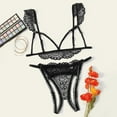 thumbnail image 2 of Gibobby Lencería para sexo Ropa de dormir Conjunto de lencería Plus Sujetador de mujer + Tanga Ropa interior de tamaño de encaje negro (Negro, XL), 2 of 5