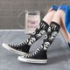 thumbnail image 5 of Fotbe Black White Spooky Ghosts Calcetas Divertidas Estampadas para Hombre y Mujer, Calcetas de Algodón hasta la Rodilla para Caminar, Correr, Enfermería y Embarazo, 5 of 6