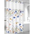 thumbnail image 4 of Spring Floral No Hook Shower Curtain Waterproof, Bathroom Curtains with Snap in Liners and See Through Top Window, Elegant Butterfly Summer Botanical Hotel Style Bathtub Curtains Shower 54"Wx78"L, 4 of 8