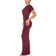 thumbnail image 2 of Diconna Robe Moulante Longue pour Femmes, Couleur Unie, Col Ras du Cou, Manches Courtes, Robe d'Été pour Soirée et Fête, 2 of 5