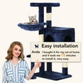 thumbnail image 6 of BestPet Multi-Level Cat Tree Cat Scratching Post with Interactive Toy, Navy Blue, 6 of 7