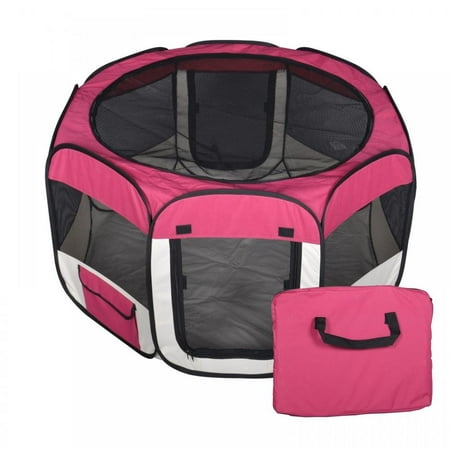 New Medium Red Pet Dog Cat Tent Playpen Exercise Play Pen Soft Crate