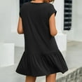 thumbnail image 6 of Bovxnpu Summer Plus Size Dresses for Women, Women's Casual T Shirt Dress, Women Fashion Solid Color Fold Short Sleeve Round-Neck Dress S, 6 of 7