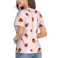 thumbnail image 3 of Vsdgher Strawberry Women Shirts V Neck Short Sleeve Tops T-Shirt Basic Tees, S to 3XLSmall, 3 of 5