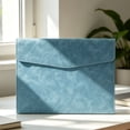 thumbnail image 2 of File Folder,Waterproof Document Pouch,Faux Leather File Organizer with Magnetic Snap for Thin A4 Document Storage,Meeting Documents Arrangement,Blue, 2 of 8