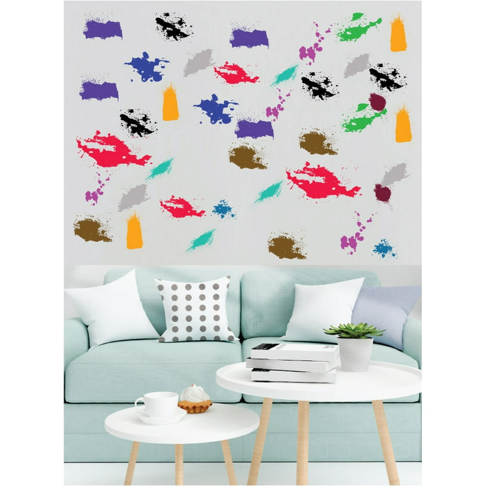 40 pcs Multicolor Paint Wall Decal Splatter and Splotches Wall Sticker
