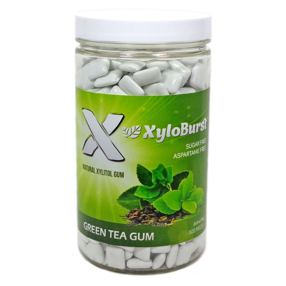 XyloBurst Xylitol Green Tea Chewing Gum 500 Count Jar