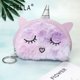 thumbnail image 1 of Lindo monedero de dibujos animados en forma de semicírculo con unicornio bordado, lindo monedero de peluche teñido anudado entrecerrado, 1 of 6