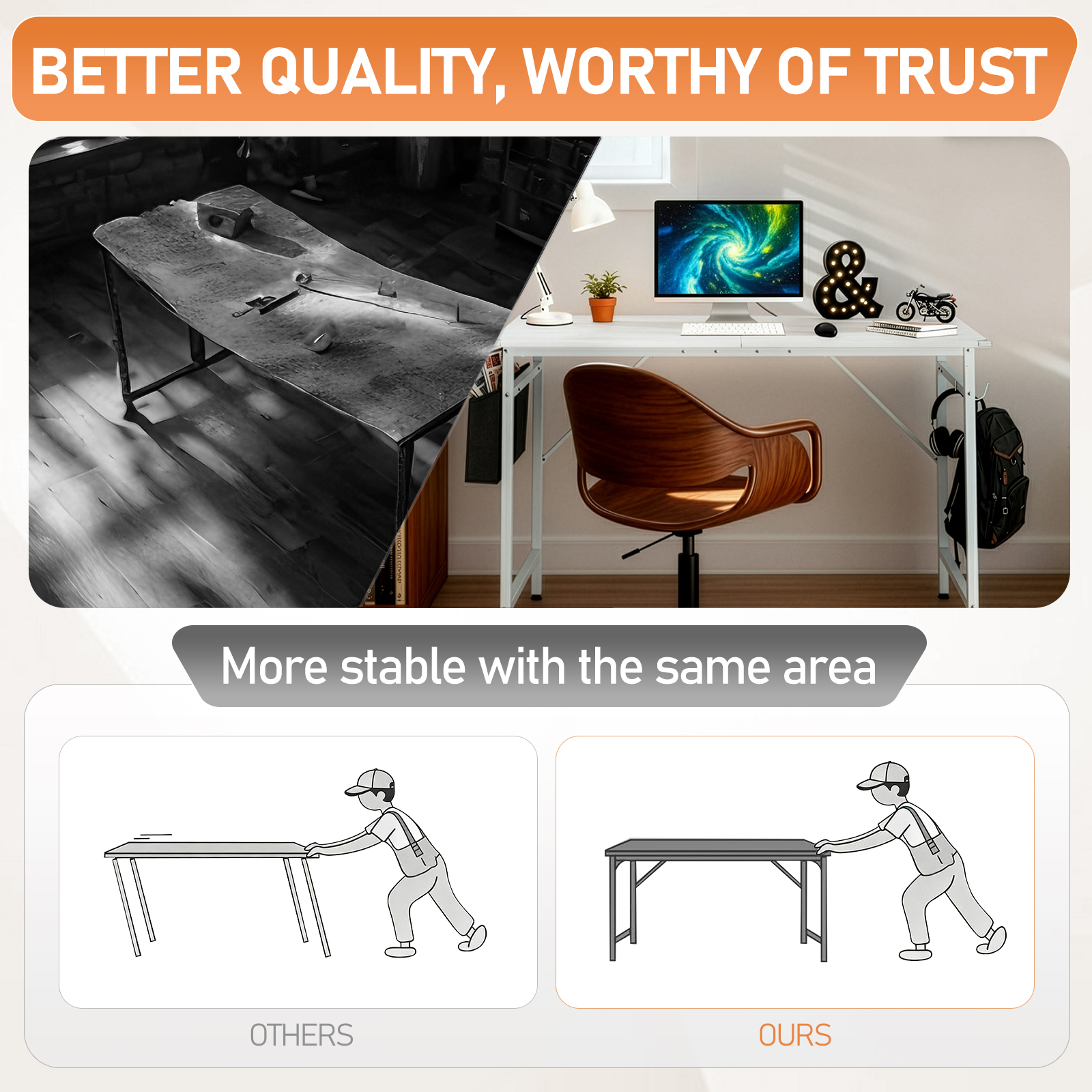 Ktaxon 47" Wood Computer Desk PC Laptop Study Table Workstation Home Office Furniture, White