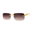 thumbnail image 1 of Cougar Jewel Rimless Narrow Rectangular Luxury Pimp Sunglasses Gold Brown, 1 of 4