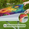 thumbnail image 6 of Colorful Tie Dye Circular Spiral Pattern Square Fitted Tablecloth with Elastic Edge,Square Table Cover,Washable Elastic Table Cover for Home Kitchen Party Decor 34"x34", 6 of 6