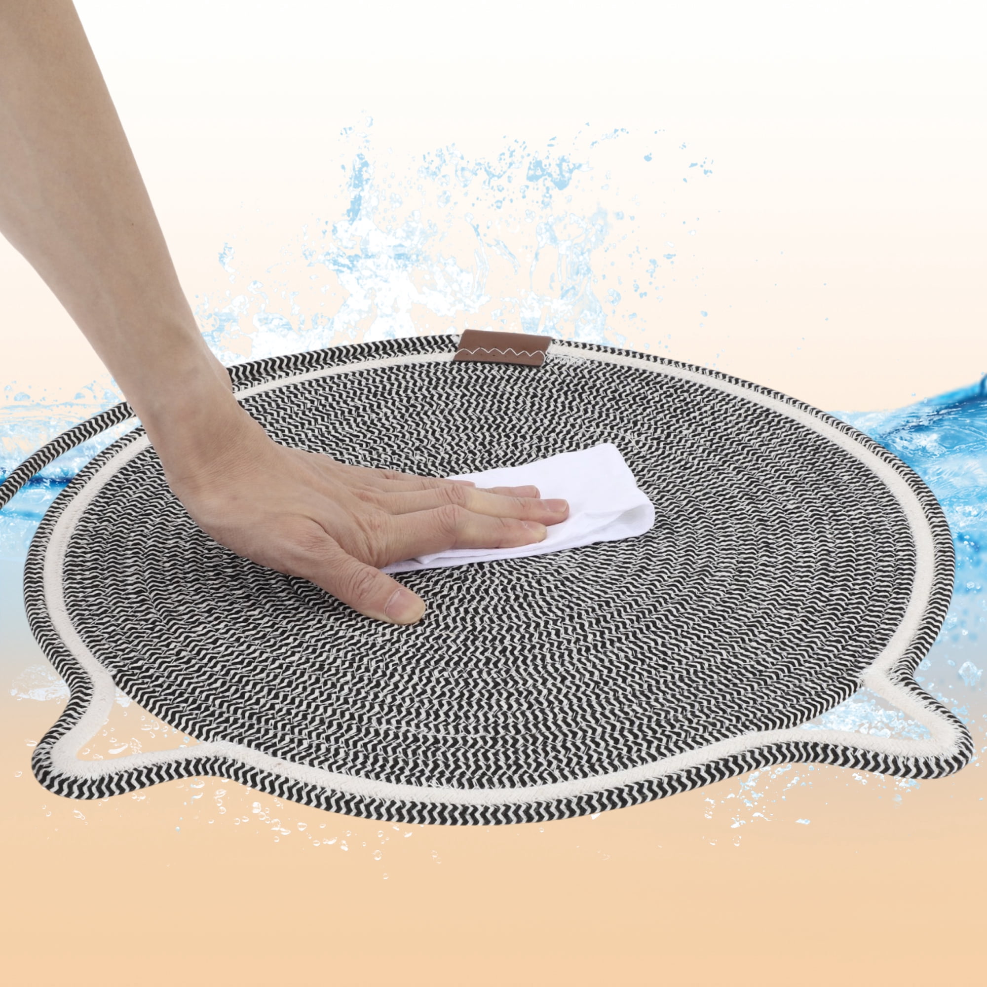 Unique Bargains Cat Scratcher Mat with A Cat Ball Cotton Rope Grey [16.54"]