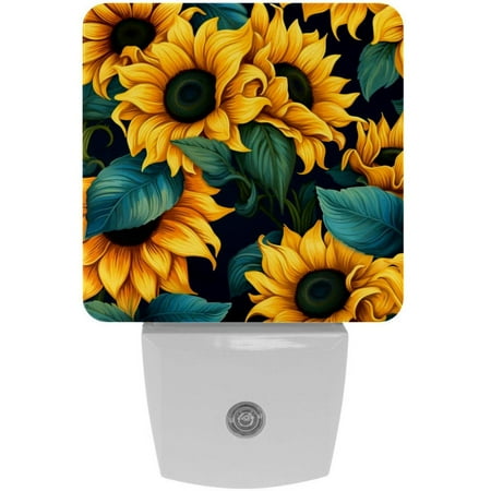 

Sunflower LED Square Night Light - Soft Glow Plug-in Lamp with Dusk to Dawn Sensor for Bedroom and Hallway - Energy Efficient Compact Design