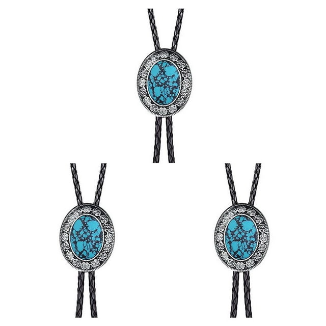 Sonducket Corbata Bolo para hombres y mujeres, corbatas occidentales con cordón de cuero PU, colgante de piedra, collar, ropa, corbatas, adornos Type1 NO1