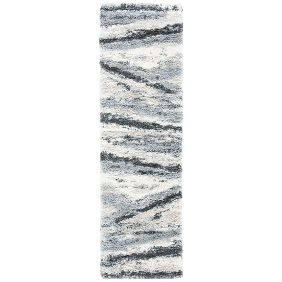 SAFAVIEH Fontana Dania Zig-Zag Shag Runner Rug, Grey/Charcoal, 2'3" x 8'