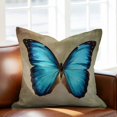 thumbnail image 2 of Blue Butterfly Throw Pillow Cover Vintage Brown Retro Bug Farm Cotton Linen Cushion Cover Throw Pillow Case with Invisible Zipper for Couch Sofa Bed Chair Car 18x18 Inch, 2 of 14