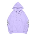 thumbnail image 4 of Womens Graphic Hoodie Spooky Season Ghost Sleeve Graphic Drawstring Long Sleeve Pullover Vintage Halloween Streetwear Top Fall Winter Oversized Sweatshirts Purple 2XL, 4 of 4