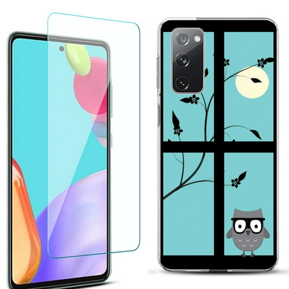 Slim-Fit Protective Phone Case for Samsung Galaxy S20 FE 5G Fan Edition, with Tempered Glass Screen Protector, by OneToughShield ® - Moon Owl