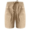 thumbnail image 3 of Abcnature Plus Size Shorts, Womens Athletic Shorts, Women Loose Wide Leg High Waist Straight Casual Cotton Linen Shorts, Comfy Beach Shorts, Yoga Pants, Cycling Sport Shorts Beige 4XL, 3 of 4