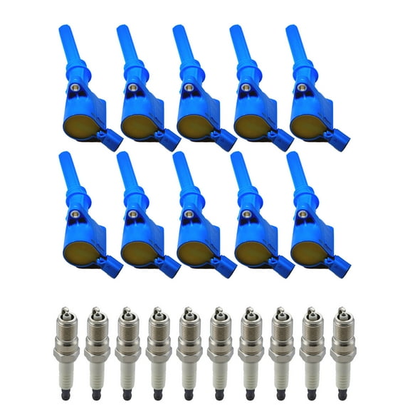Set of 10 ISA Brand High Performance Ignition Coils and Spark Plugs Compatible with 2006 2007 2008 2009 Ford E-150 4.6L V8 Replacement for DG508