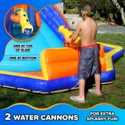 Sportspower Battle Ridge Inflatable Water Slide with Climbing Wall & Water Cannon, Kids Backyard Water Park with Blower, Outdoor Ages 3–8