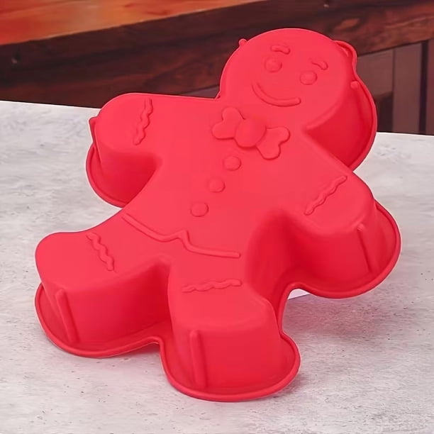 Molde navideño de silicona for pastel de jengibre (para hombres): rojo, fácil de liberar y duradero, elementos esenciales for hornear durante las festividades