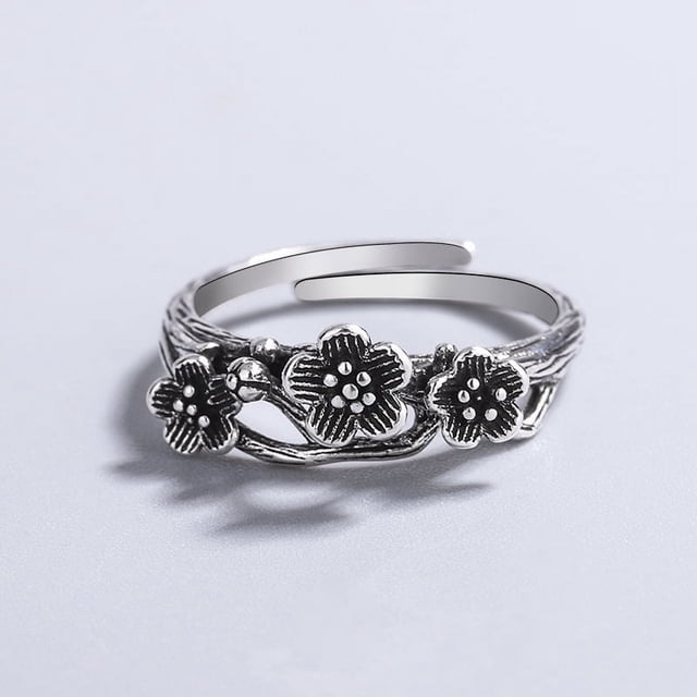 Anillo retro punk con forma de estrella y flor de serpiente antigua, personalidad de alto sentido, anillo de plata tailandesa para mujeres