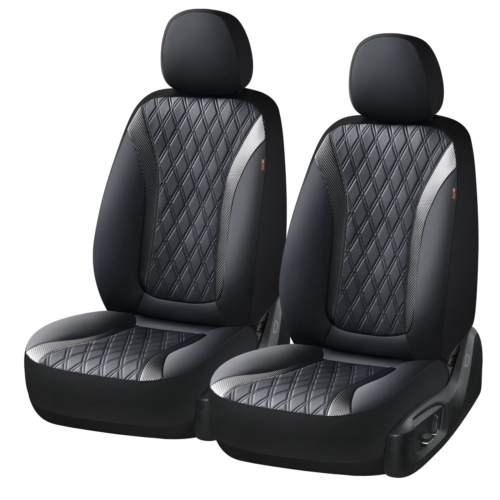 Coverado Car Seat Covers, Faux Leather with Carbon Fiber Front and Back Car Seat Protectors, 5 Seats Universal Fit for Most Cars SUV Trucks, Black