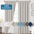 thumbnail image 1 of Cortinas 100 % opacas con aspecto de lino de 84 pulgadas de largo para dormitorio, con bolsillo para barra de bloqueo de luz completa, cortinas gruesas con textura de lino para ventana con respaldo blanco, natural, 2 paneles, piedra de 52 pulgadas de ancho x 95 pulgadas de largo, 1 of 5