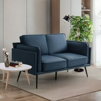 60" Modern Sofa Mid-Century ,Faux Leather Loveseat Small Couch for Small Space,Easy to install, Blue