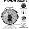 thumbnail image 2 of 18 Inch Industrial Wall Mount Fan, 3 Speed Commercial Ventilation Metal Fan for Warehouse, Greenhouse, Workshop, Patio, Factory and Basement - High Velocity, 2 of 7