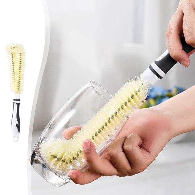 Fiudx Cepillo Retráctil para Botellas de Agua, Cerdas Curvas para Una Limpieza Profunda, Mango de Gancho para Fácil Almacenamiento, Apto para Cristalería, Tazas, Frascos, Biberones, Apto para Lavavaj