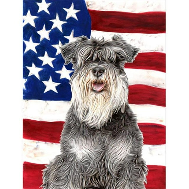Drapeau Américain USA avec Drapeau Schnauzer Taille Jardin