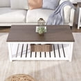 thumbnail image 3 of ChooChoo Farmhouse Coffee Table, Rustic Vintage Living Room Table with Shelf, 40 White, 3 of 8