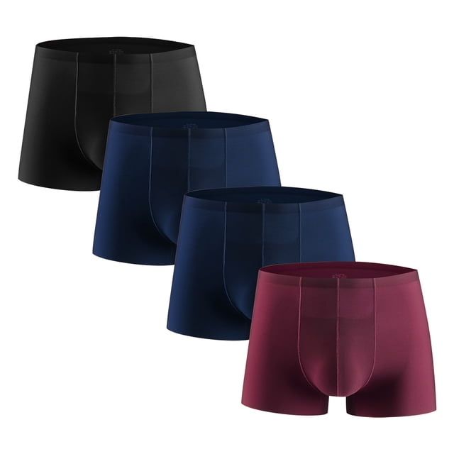 Posijego Men's Underwear Boxer Briefs Soft Breathable Stretch Underpants Solid Color Mens Underwear 4 Pack