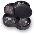 thumbnail image 1 of Organizador de joyas, caja pequeña para guardar joyas, soporte para pendientes para mujer, bandeja giratoria de viaje de 4 capas para joyas con tapa para pulseras, anillos y pulseras, 1 of 7