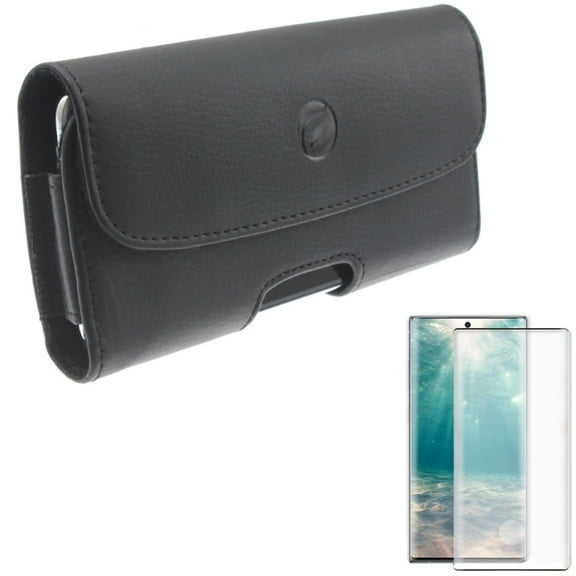 Case Belt Clip & Screen Protector for Samsung Galaxy Note 20 Phone - Combo with Leather Holster Cover Pouch & Tempered Glass (Fingerprint Unlock) 3D Curved Edge Full Cover
