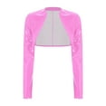 thumbnail image 3 of Linjinx Veste Courte en Similicuir pour Femmes, Ouverte à l'Avant, Manches Longues, Style Mouillé, Tenue de Boîte de Nuit pour Rave et Fête, Rose, 4TG, 3 of 6