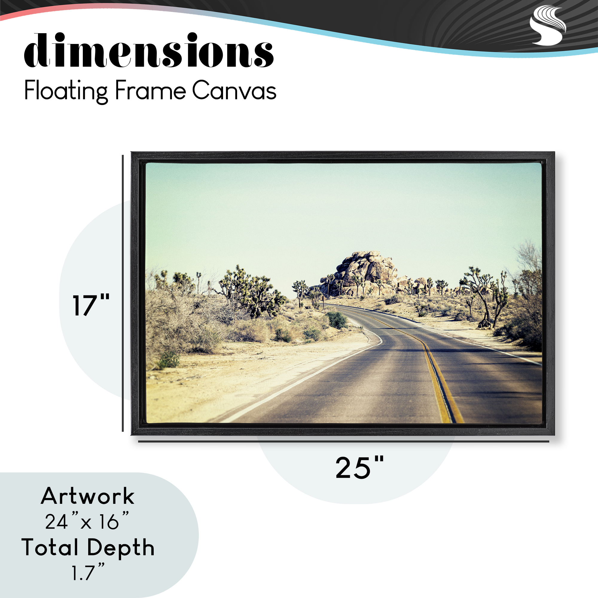 Road Trip Joshua Tree Park Black Framed Floater Canvas Wall Art, design by Joseph S Giacalone