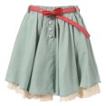 thumbnail image 1 of Little Girls Teal Ivory Lace Hem Pearl Accented Belted Skirt 5/6, 1 of 5