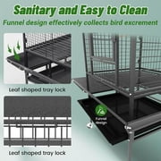 Winkalon 82 Rolling Metal Large Bird Cage with Play Top for Large Pet Birds,Black