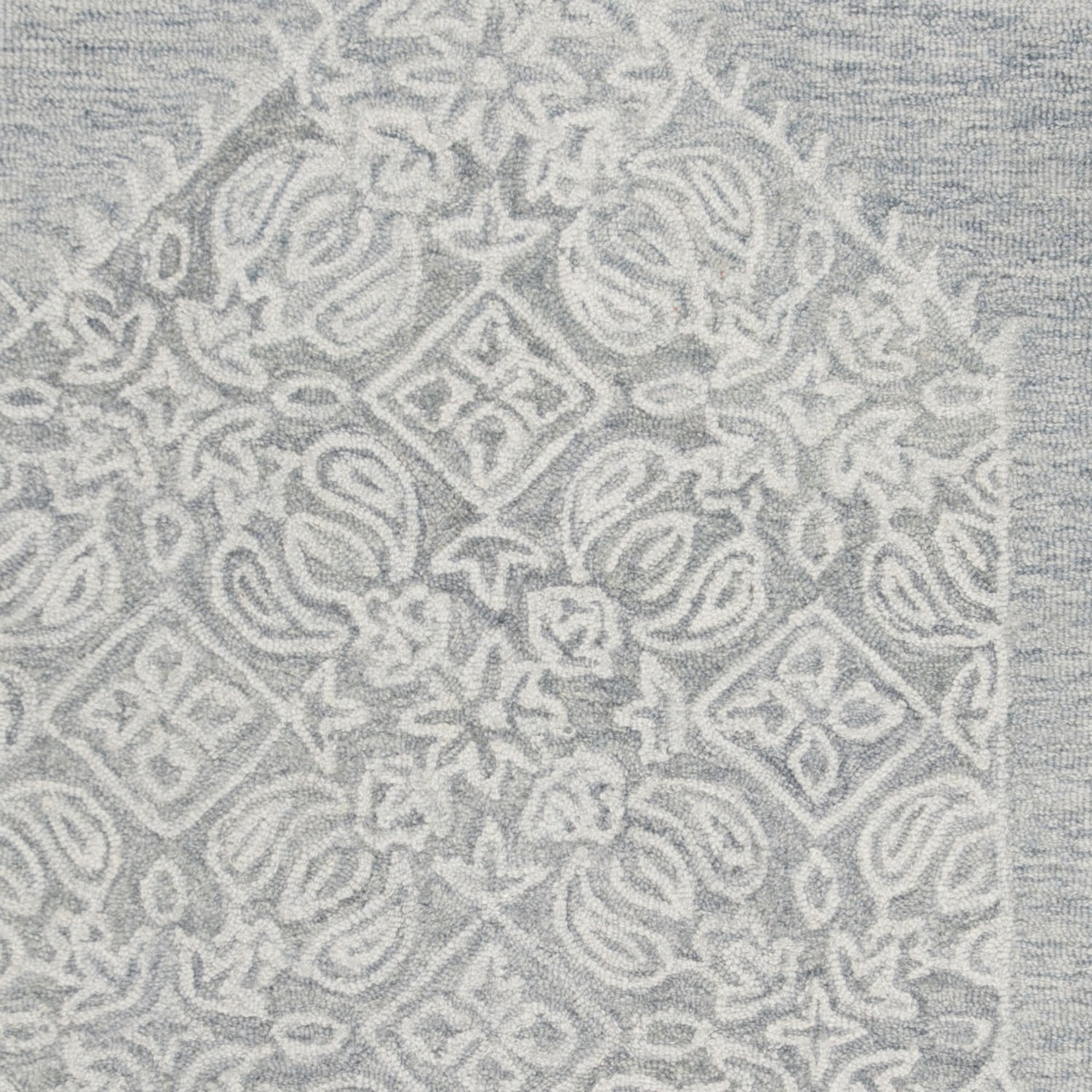 SAFAVIEH Micro-Loop Jeremy Floral Bordered Area Rug, Grey, 5' x 5' Square