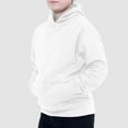 thumbnail image 4 of Zylarhe Boys Girls Sweatshirts Boys Fashion Winter Comfort Hooded Top Long Sleeve Solid Color Sweatshirt Outerwear Garment for Fall Season 9-10 Years White, 4 of 7