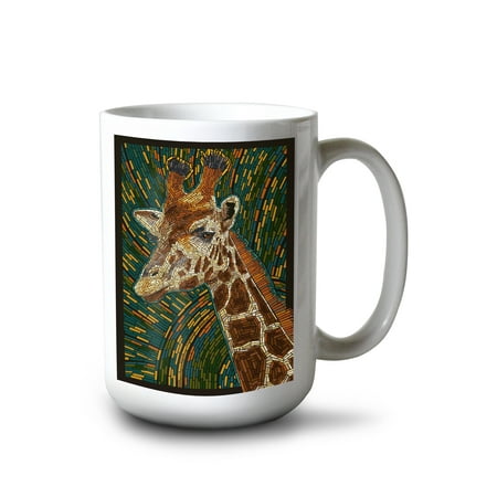 

15 fl oz Ceramic Mug Giraffe Mosaic Dishwasher & Microwave Safe