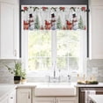 thumbnail image 3 of Christmas Tree Snowman Kitchen Curtains and Valances Set, Winter Snowflakes Red Flowers Grey Rod Pocket Window Valance Window Curtain Panels for Living Room Bedroom Laundry, 27.5x36in, 3 Pieces, 3 of 7