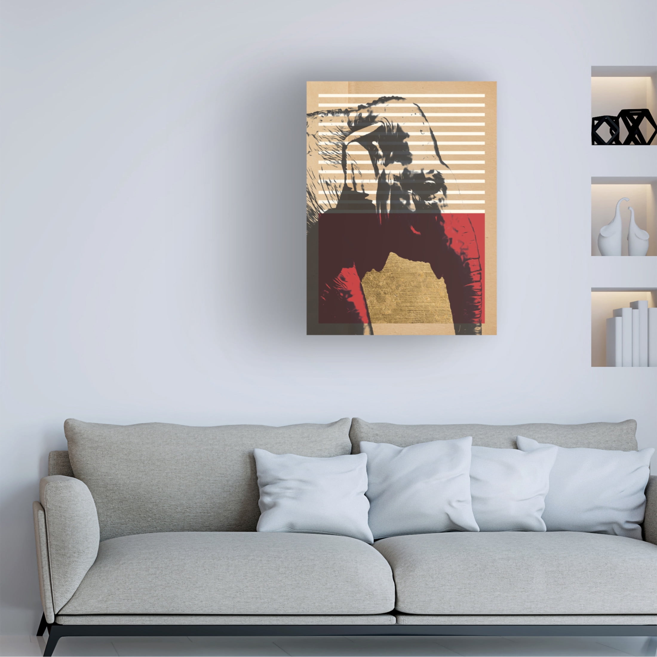 Trademark Fine Art Alonzo Saunders  Gold Geometric Elephant I Canvas Wall Art