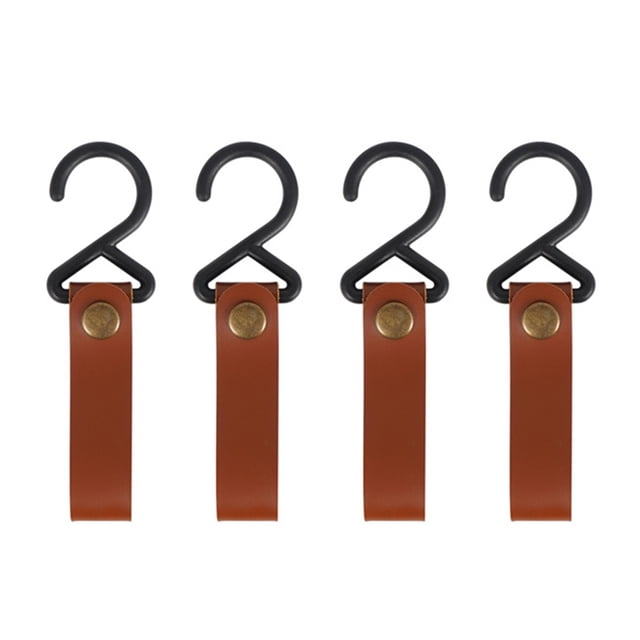 4 PCS Outdoor PU Hook Anti-Wear Metal Button Hanger Camping Hiking Picnic Pack Cookware Tableware