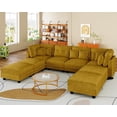 thumbnail image 6 of LLappuil Modular Sectional Sofa, 8 Seat Corduroy Sectional Sofa with Storage, 6 Back Cushion 6 Throw Pillow Yellow, 6 of 8