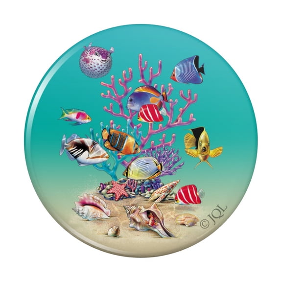 Coral Fish Ocean Bottom Garden Shells Diving Pinback Button Pin